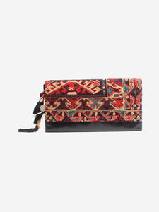 Dries Van Noten Multicolour tapestry and shell-embellished clutch