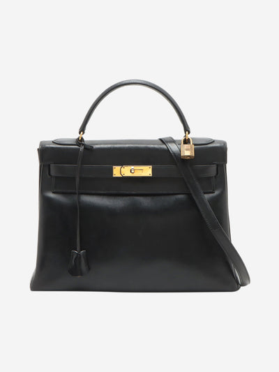 Black 1977 Kelly 32 bag in Box Calf leather Top Handle Bags Hermes 