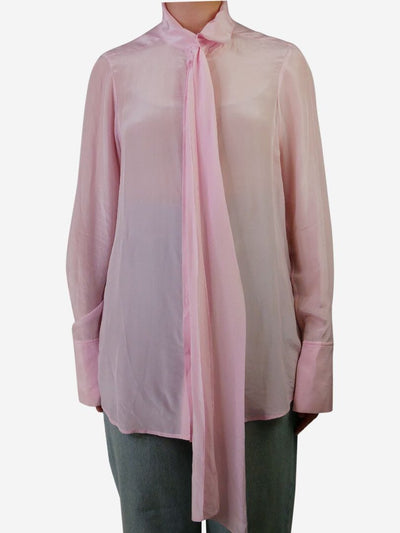Pink tie-front long-sleeved shirt - size UK 12 Tops Joseph 
