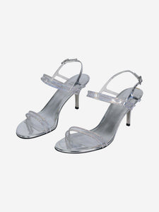Stuart Weitzman Silver leather sandal heels - size EU 39.5