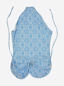 Melissa Odabash Blue floral bandeau swimsuit - size UK 12