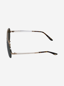 L'Ecurie Paris Silver aviator sunglasses with tortoise shell arms