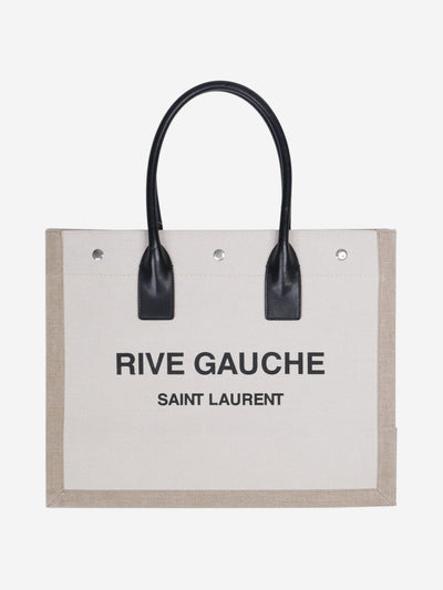Beige Rive Gauche canvas tote bag Tote Bags Saint Laurent 