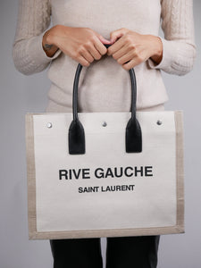 Saint Laurent Beige Rive Gauche canvas tote bag