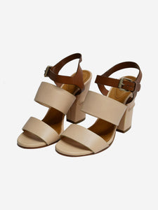 Chloe Chloe Brown & Pink Heeled Sandals with ankle strap - size EU 36