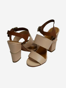Chloe Chloe Brown & Pink Heeled Sandals with ankle strap - size EU 36