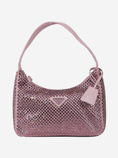 Pink Hobo Re-Edition 2000 Satin with Crystals Shoulder bags Prada 