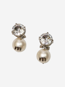 Miu Miu Silver pearl drop clip-on earrings