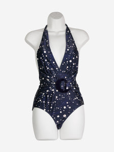 Adriana Degreas Blue moon and stars halter neck swimsuit