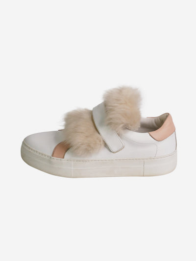White slip-on fur detail trainers - size EU 37 Trainers Moncler 