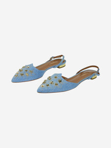 Aquazzura Blue denim sling-back sandals - size EU 38