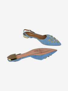 Aquazzura Blue denim sling-back sandals - size EU 38