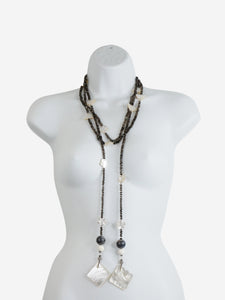 Jehanne De Biolley Multicoloured mother-of-pearl and smoky quartz necklace