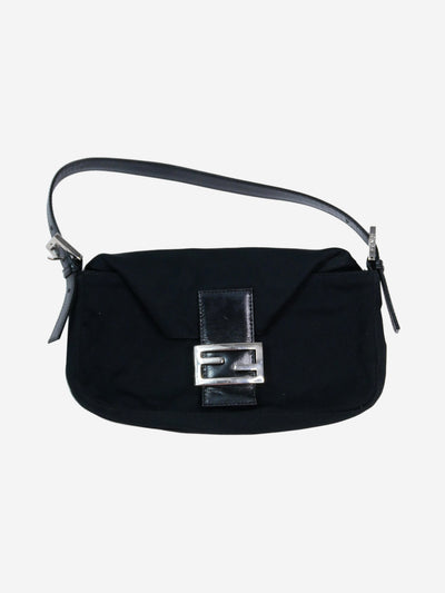 Black baguette flap bag with brand logo at front Shoulder bags Fendi 
