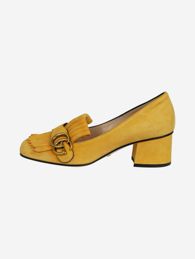 Yellow suede fringe detail heeled loafers - size EU 36.5 Heels Gucci 