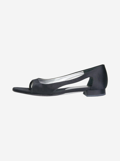 Black satin open-toe shoes Flat Shoes Prada 
