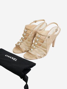 Chanel Neutral suede open-toe strappy heels- size EU 39