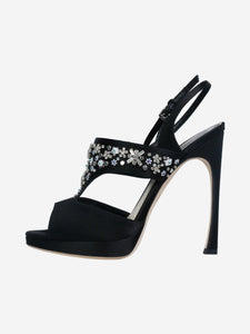 Christian Dior Black satin floral embellished heels - size EU 39