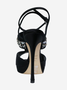 Christian Dior Black satin floral embellished heels - size EU 39