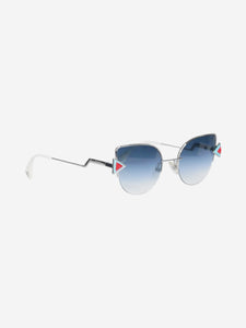 Fendi Silver cat eye blue tinted sunglasses