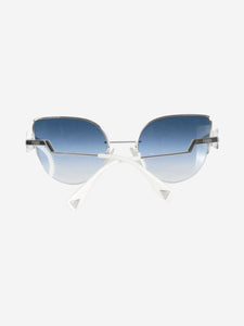 Fendi Silver cat eye blue tinted sunglasses