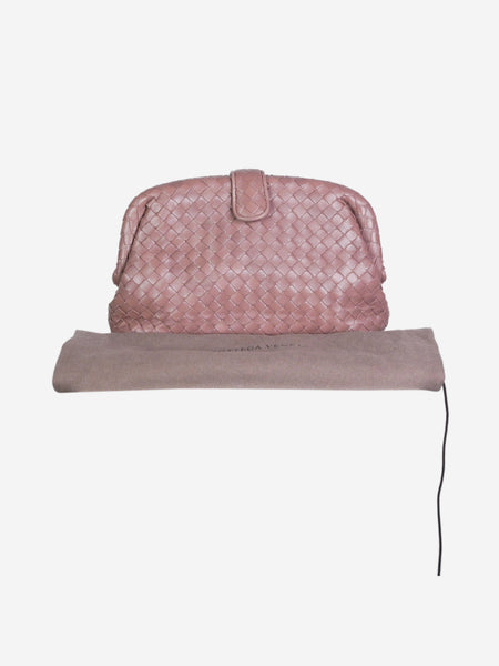 Pink Intrecciato lambskin clutch bag alternate image