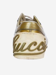 Gucci Gold sparkly script logo trainers- size EU 37.5