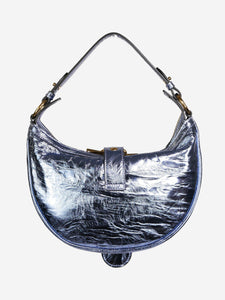 Versace Blue Metallic Repeat small Hobo bag