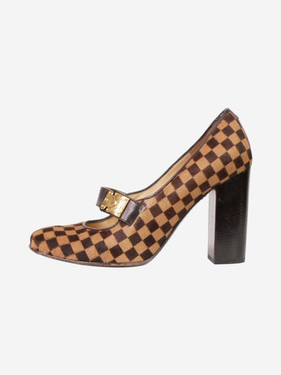 Brown pony skin checkered heels with buckle detail - size EU 36.5 Heels Louis Vuitton 