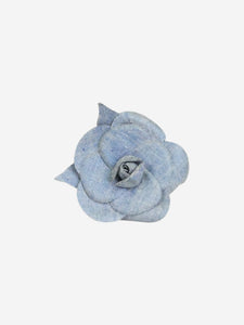 Chanel Blue denim flower brooch