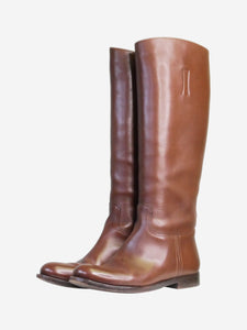 Prada Brown knee high leather boots - size EU 37.5