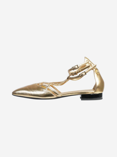 Gold metallic leather sandals - size EU 38.5 Flat Sandals Chanel 