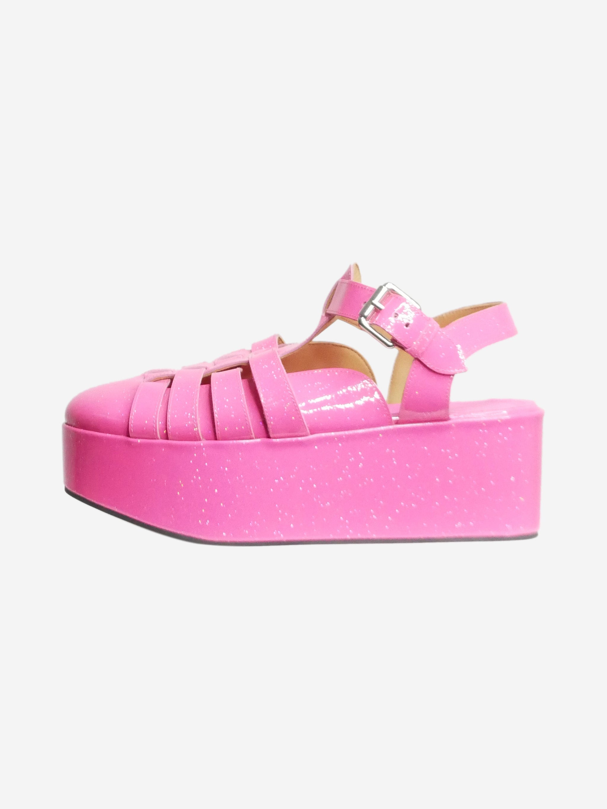 Loewe pink sparkly leather platform sandals Sign of the Times