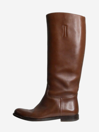Brown knee high leather boots - size EU 37.5 Boots Prada 