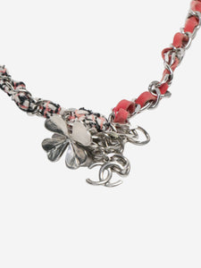 Chanel Pink interwoven chain necklace with clover charm