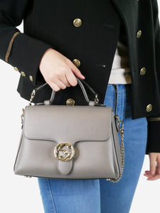 Gucci Grey Interlocking G leather shoulder bag