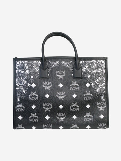 Black logo print leather tote bag Tote Bags MCM 