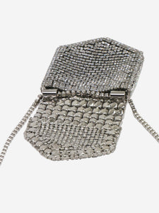 Ermanno Scervino Silver crystal embellished pouch necklace
