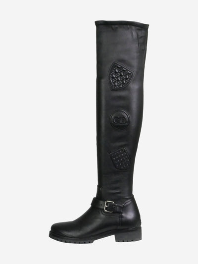 Black leather knee-high boots - size EU 38 Boots Christian Dior 
