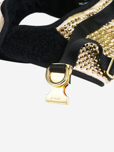 Prada Gold crystal-studded dog harness