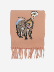 Acne Studios Pink baboon embroidered scarf