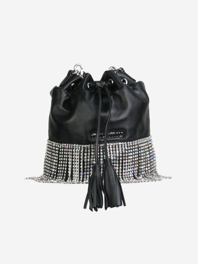 Black crystal-fringed leather bucket bag Shoulder bags Miu Miu 