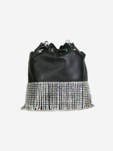 Miu Miu Black crystal-fringed leather bucket bag