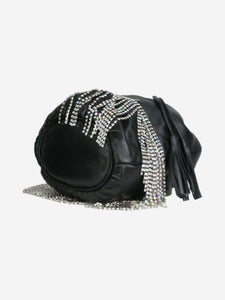 Miu Miu Black crystal-fringed leather bucket bag