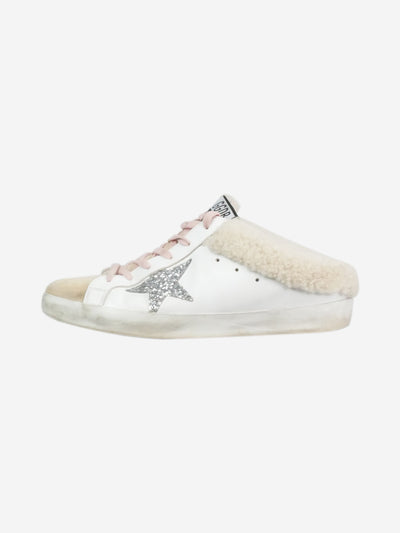 White lace up distressed wool-lined star trainers - size EU 38 Trainers Golden Goose 