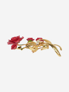 Dolce & Gabbana Gold rose flower crystal hair clip