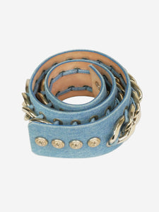 Balmain Blue denim chain belt