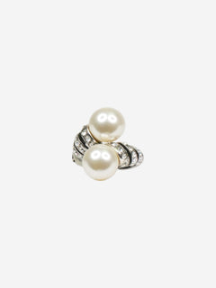 Silver crystal And faux-pearl single clip earring Jewellery Saint Laurent 