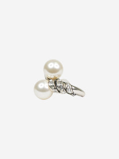 Silver crystal And faux-pearl single clip earring Jewellery Saint Laurent 