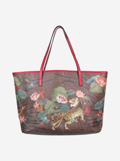 Multicolour tiger and water lily printed tote bag Tote Bags Etro 